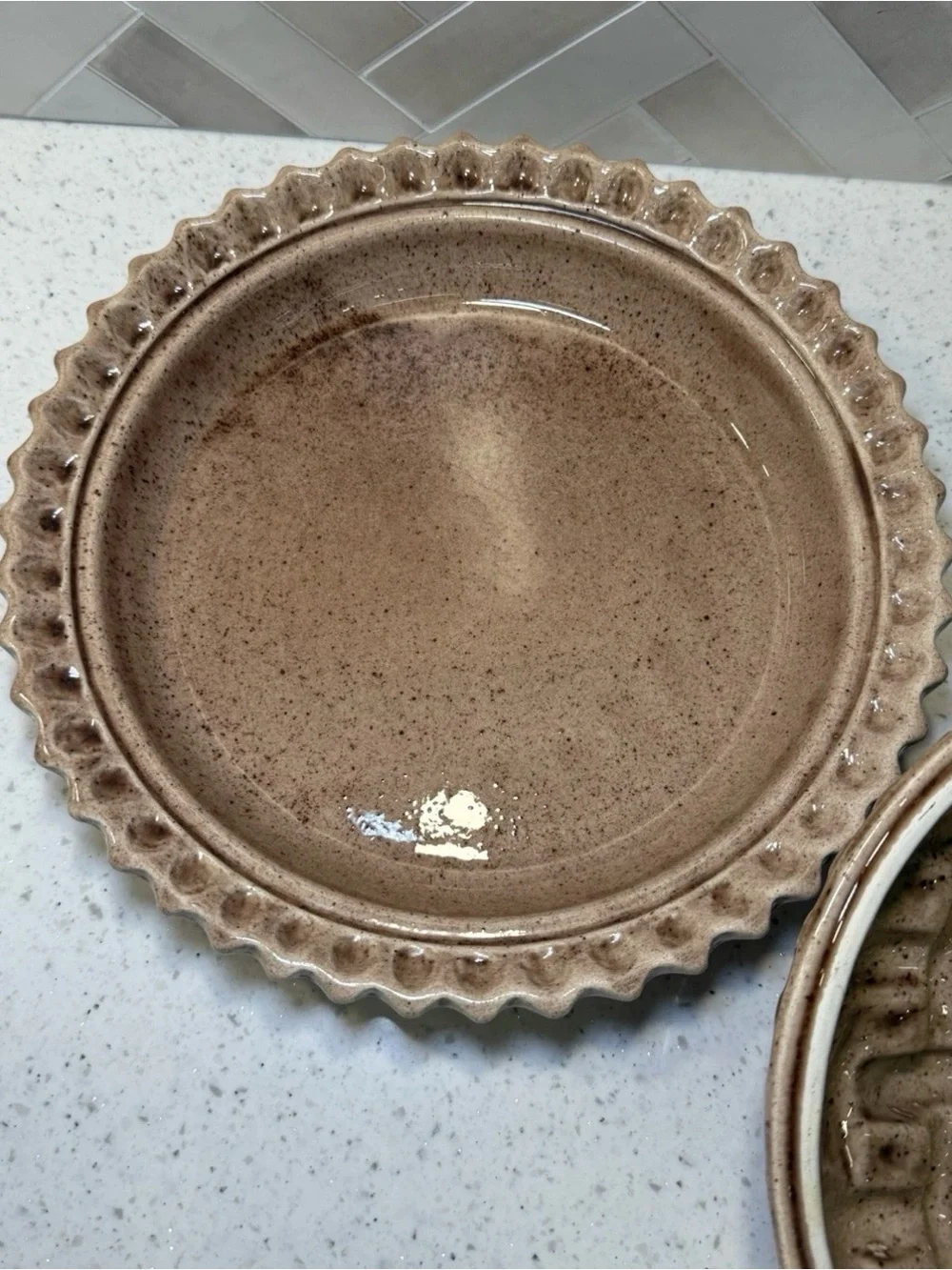 Vintage Ceramic Pie Keeper Dish with Lid Beautiful with cherry on top MCM EUC